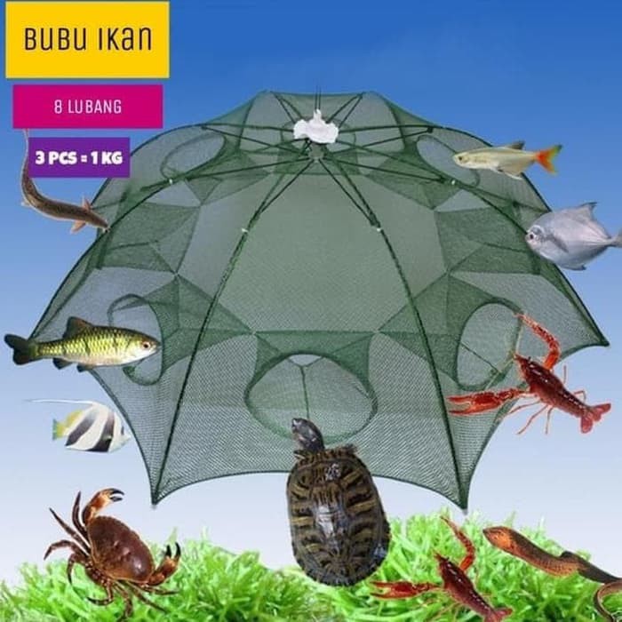 Bubu Jaring Ikan Jala Pancing Perangkap Ikan Hexagonal 8 Hole Hex 8 Jebakan Lubang