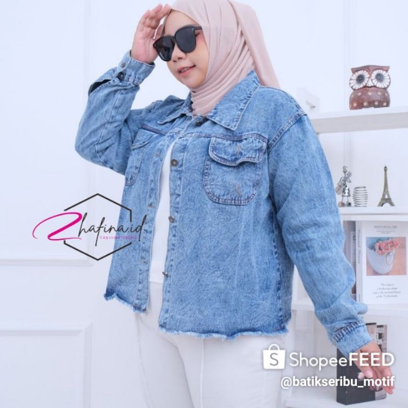 Jual Jaket Jeans Wanita Jumbo Xxxxl Ld 130 Jaket Wanita Jumbo Ld 130 Jaket Jeans Wanita Terbaru 9775