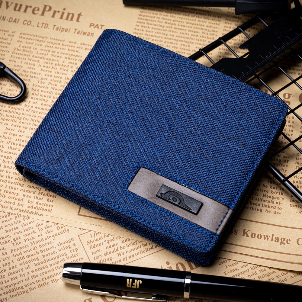 [HANYA DI SHOPEE]  JFR Fashion Dompet Pria Bahan Kulit Canvas JSHOP-03 BIRU-5