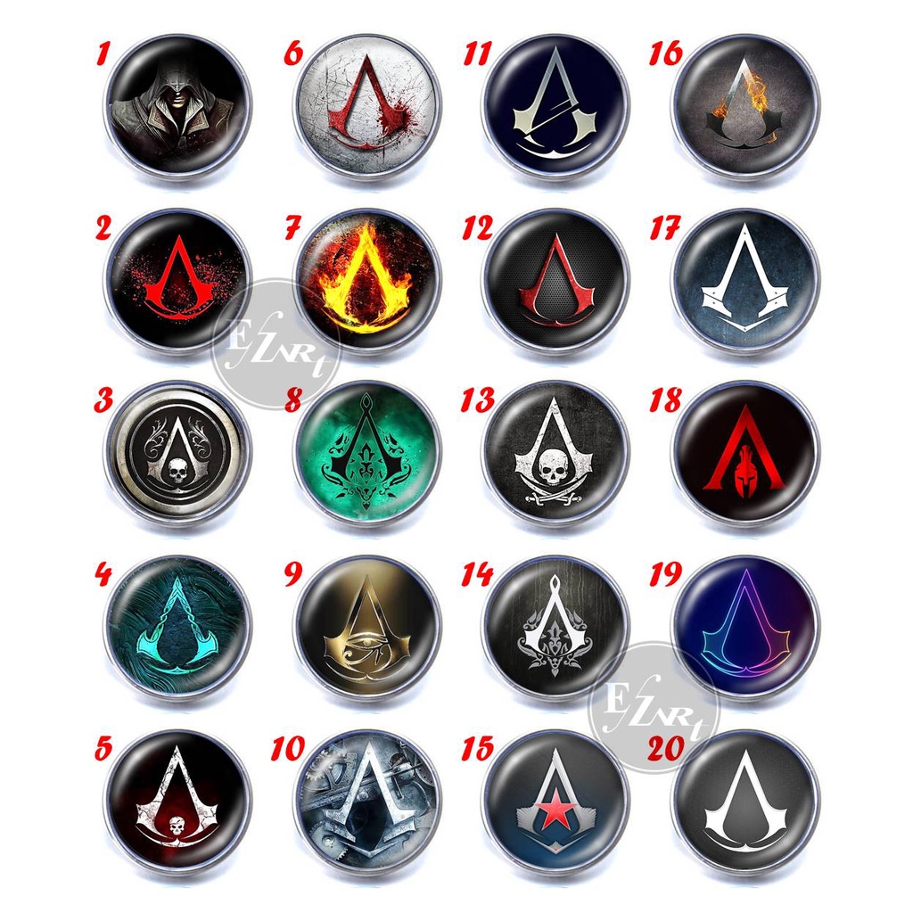 KALUNG LIONTIN GAMER COSPLAY GAME ASSASSIN CREED ICON BADGE SYMBOL LOGO TALI KULIT RANTAI HITAM