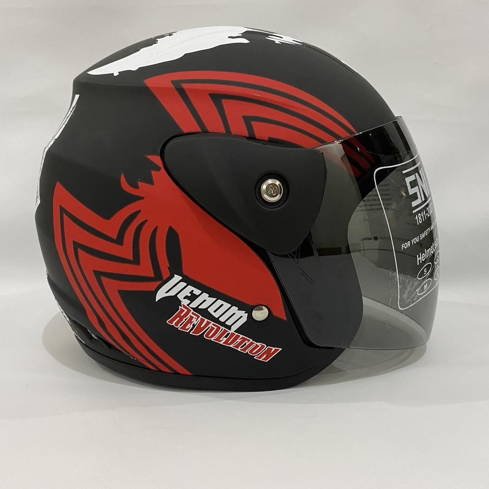 [ART. 5184] Helm Evo Nuvo SNI Dewasa Motif Venom Hitam Merah Doff - 022 bukan KYT NHK GM INK ZEUS