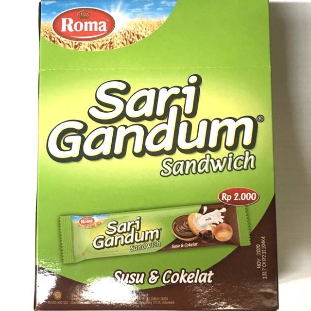 

Roma Sari Gandum Sandwich Susu & Cokelat 1 Box Pak 12 Pcs - Coklat