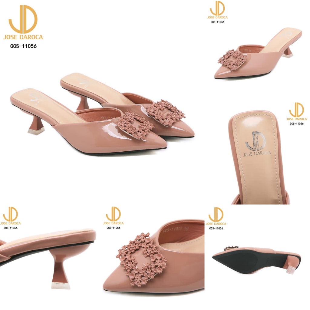JOSE DAROCA High Heels Kitten Mules Shoes Glossy # CCS-11056 # ORIGINAL