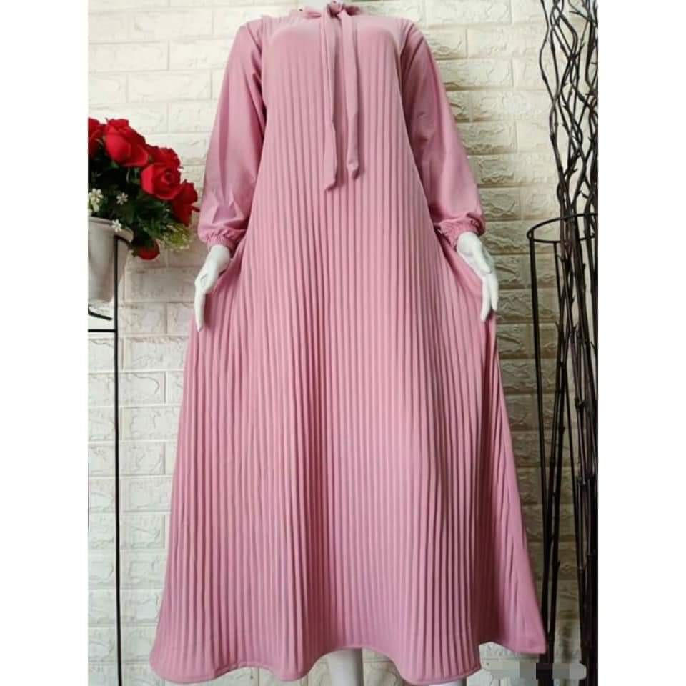 Paulina Plisket Maxy Gamis Plisket Pita / Gamis Plisket Dasi