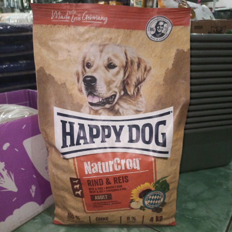 happy dog NaturCroq Rind &amp; Reis Beef 4kg / makanan anjing happy dog beef