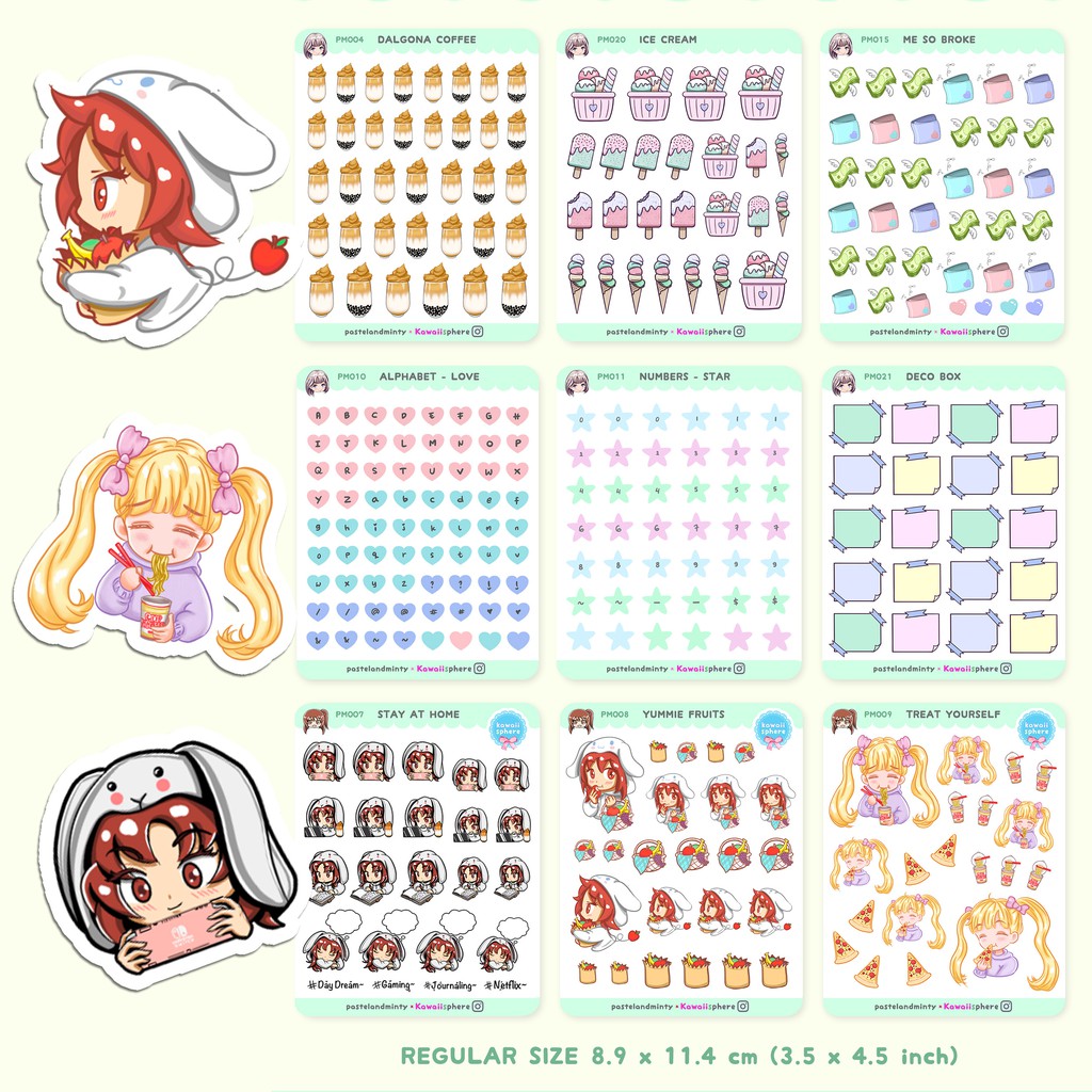 

Kawaii Sticker Collections by Pastelandminty x Kawaiisphere | Functional | Writable Planner Stiker