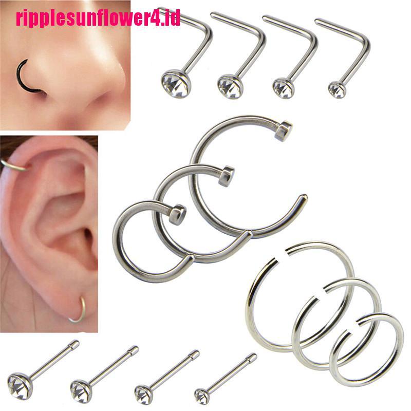 14pcs / set Anting Tindik Hidung Bahan Stainless Steel