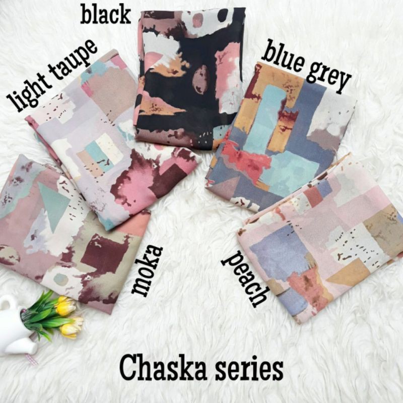 HIJAB CHASKA/HIJAB SEGIEMPAT/JILBAB SEGI EMPAT/KERUDUNG SEGI4/SQUARE MOTIF ABSTRAK/POLYCOTTON