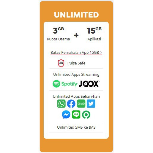 BISA  COD BAYAR DI TEMPAT INDOSAT KUOTA 3GB  + UNLIMITED APPS & SMS (30 HARI)