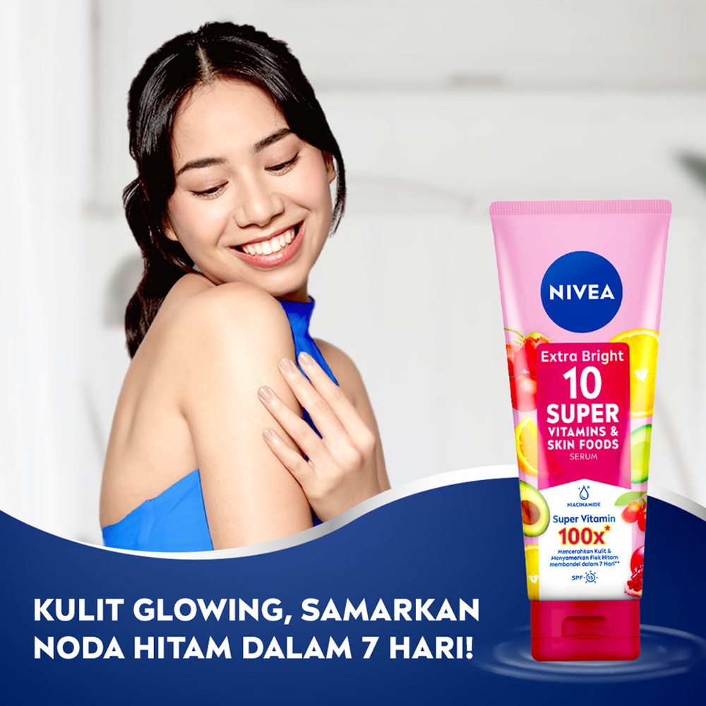 ❤ BELIA ❤ NIVEA Extra Bright 10 Super Vitamins &amp; Skin Food Serum 180ml | Extra Bright C&amp;E Vitamin Lotion 180ml