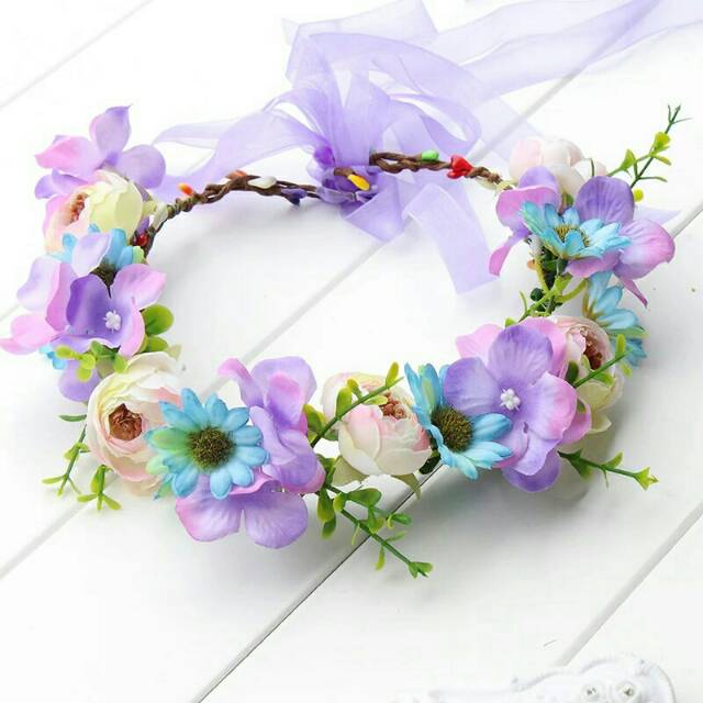 Purple blue premium flower crown