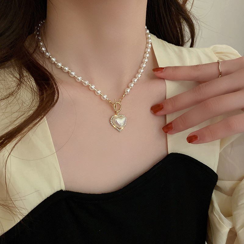 Kalung Rantai Klavikula Hias Mutiara Untuk Wanita