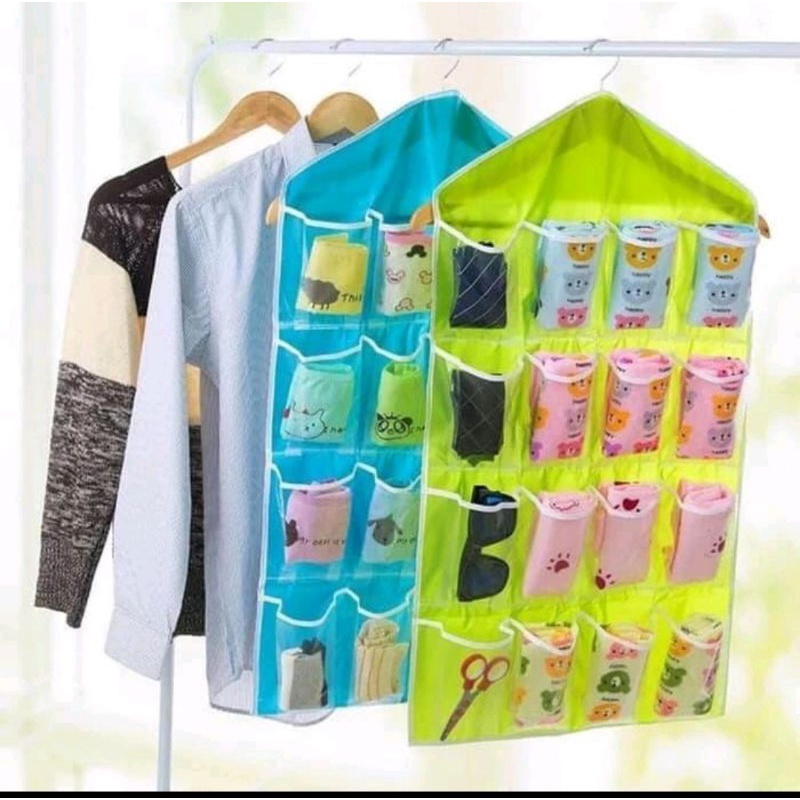 STORAGE GANTUNG 16 KANTONG / HANGER ORGANIZER POUCH SERBAGUNA 16 KANTONG / GANTUNGAN MULTIFUNGSI 16 KANTONG