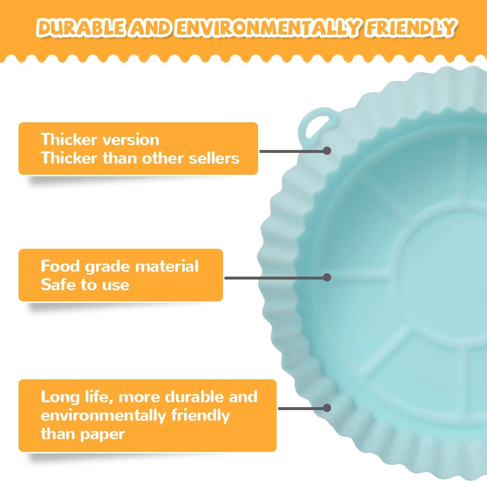 Loyang Air Fryer Multifungsi Bentuk Bulat Bahan Silikon Untuk Microwave / Oven / Kulkas
