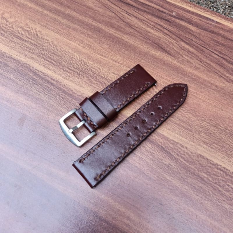 strap jam tangan kulit sapi original lokal kuning hijau biru maron ukuran 22mm dan 24 mm