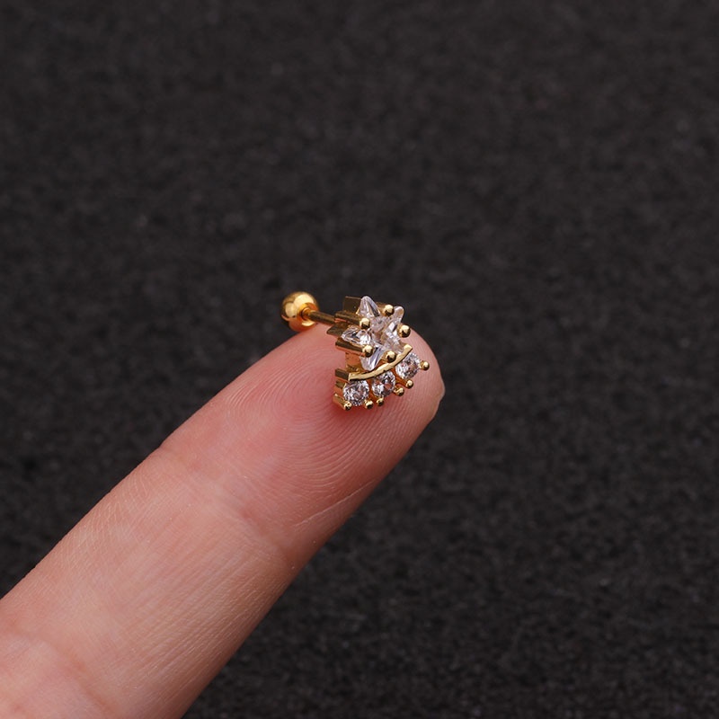 1pc Anting Bentuk Bintang Miniatur Bahan Logam Gaya Korea Untuk Wanita