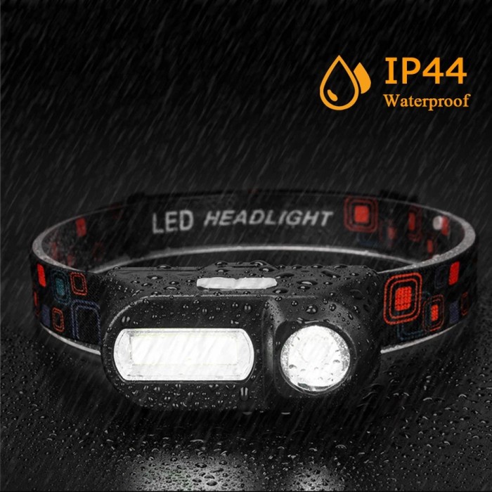 Lampu Senter Kepala 7 Mode Cahaya LED Headlamp COB XPE Include Battery(S8R0) Senter Kepala Headlamp 