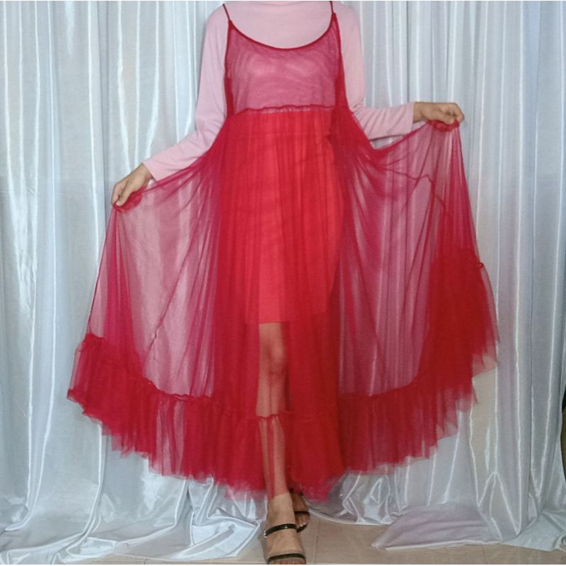 Overall Dress | Flowy Outer Korean Dress Tulle