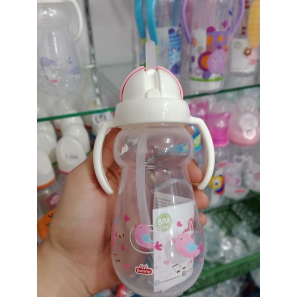 Bunny Training Cup White Straw/Botol Minum Dengan Sedotan