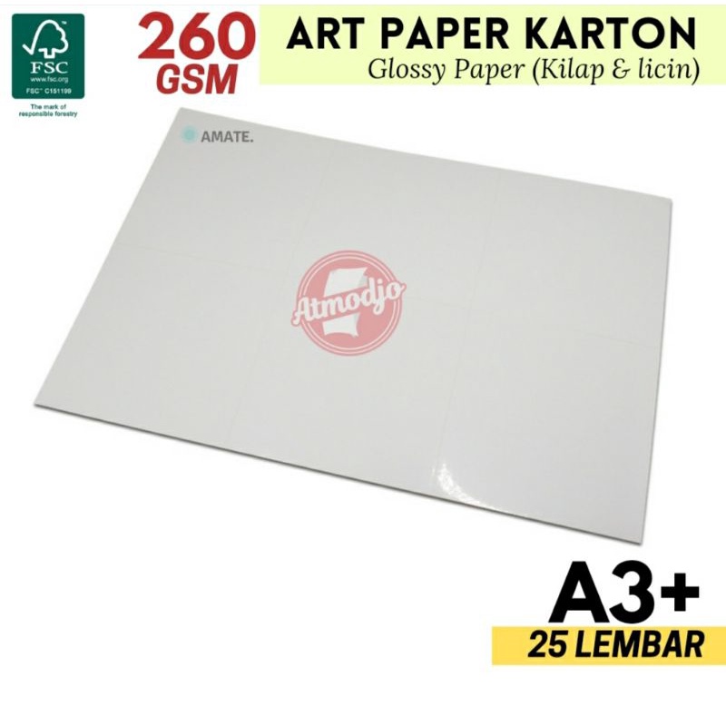 

Kertas Art Karton Glossy 260gr A3+ isi 25 Lembar