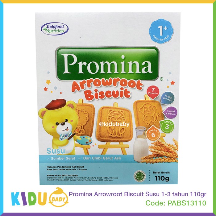 Promina Arrowroot Biscuit Keju Susu 1-3 tahun 110gr Biskuit Bayi Cemilan Bayi Makanan Bayi Kidu Baby