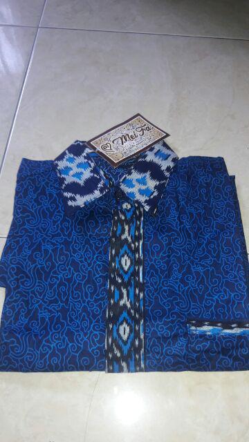 Meifa Batik Hem Batik Mega Mendung Biru | Atasan Batik | Pekalongan | Batik Couple