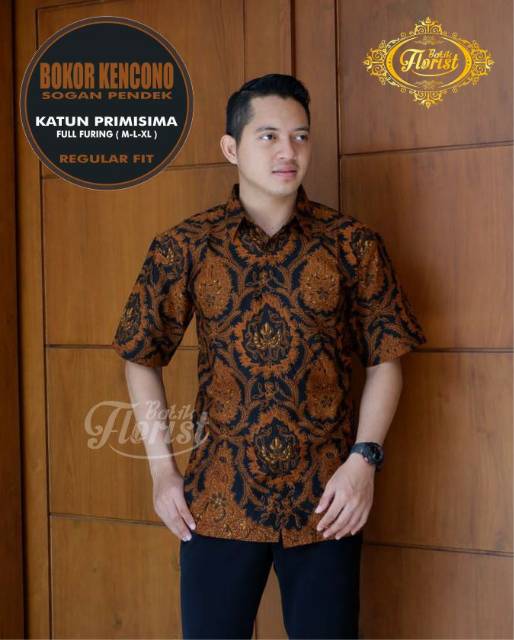 BOKOR KENCONO SOGAN Kemeja Batik Pria Reguler Fit Katun Primisima Full Furing