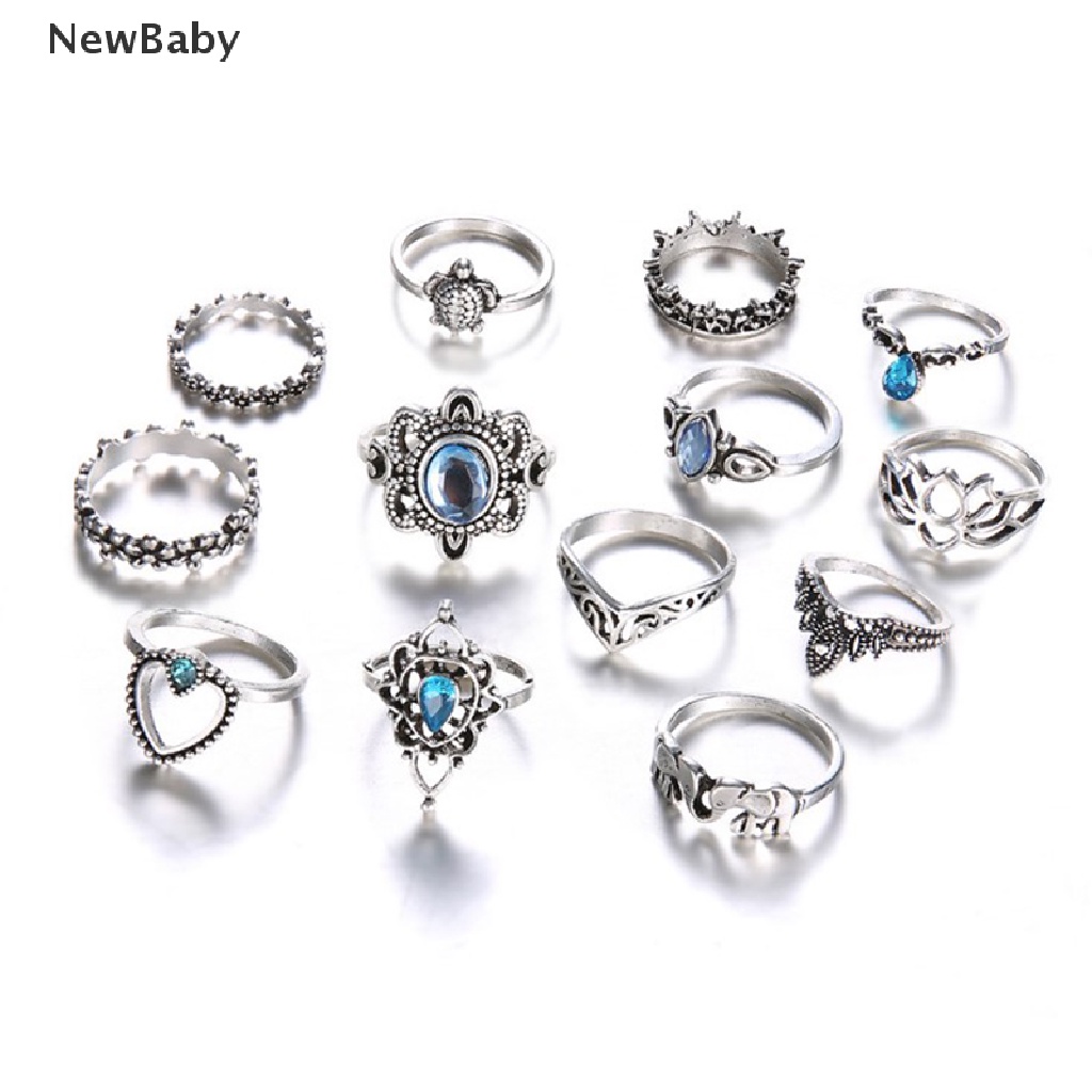 Newbaby 13pcsset Cincin Wanita Aneka Desain Gaya Retrobohobohemian Untuk Pesta