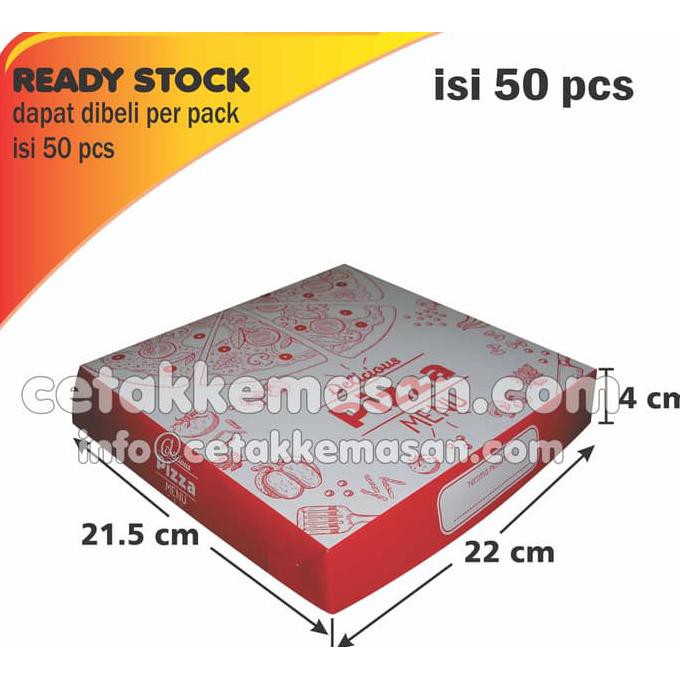 

R646T75R-Sale- Dus Box Kemasan Pizza Uk 22X21.5X4 Cm Cetak 1 Warna 1 Pack Isi 50 Pcs