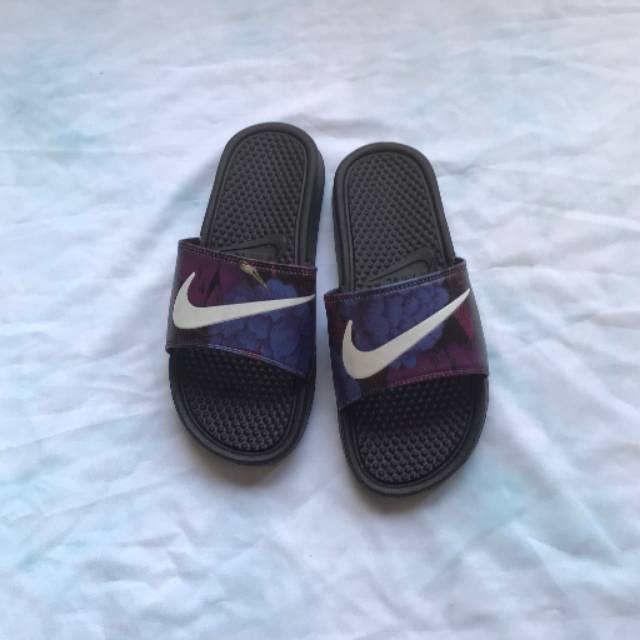 nike black floral slides