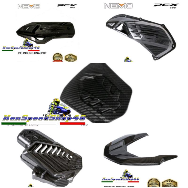 PAKET NEMO COVER TUTUP PCX 160 NEW CARBON COVER KNALPOT COVER HAWA PCX 160 RADIATOR TANGKI PAKET