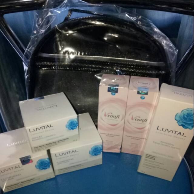 Paket B lengkap Luvital, facial gentle, Serum, Day Cream, Night Cream, V. Confe,  produk Luvital