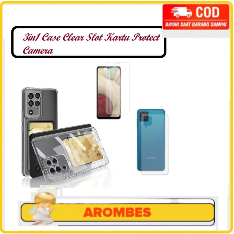 Paket Promo Paket 3in1 Soft Case Clear Bening Protect Camera+Slot Kartu Samsung a12 Samsung M12 Free
