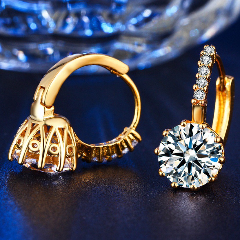 Anting Emas 18K Berlian CZ Premium Perhiasan Wanita Anting Emas 18K Berlian CZ Premium Perhiasan Wanita