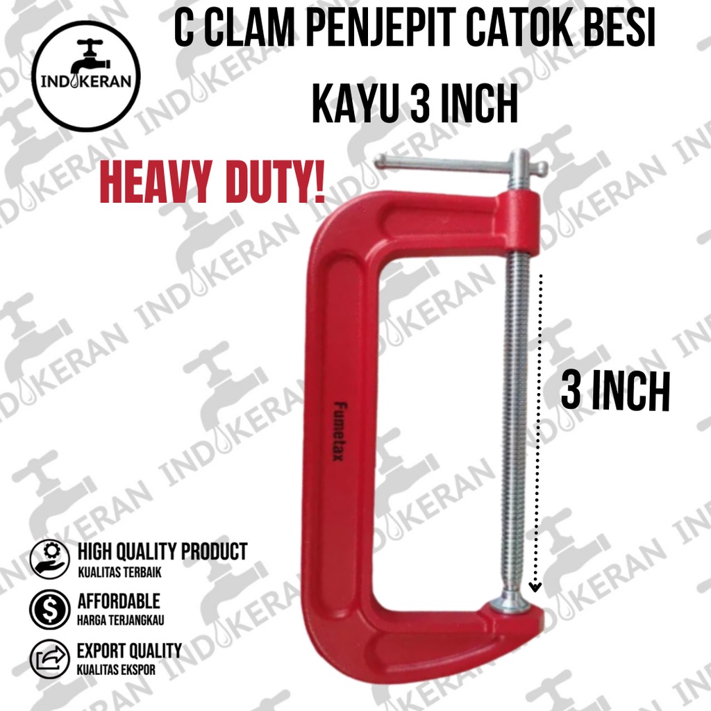 INDOKERAN - C Clamp / Klem C Penjepit Catok Besi Kayu - 3 Inch