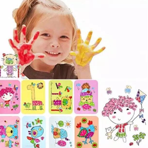 

FINGERPAINT WASHABLE-6 warna 8 gambar ALAT LUKIS ANAK