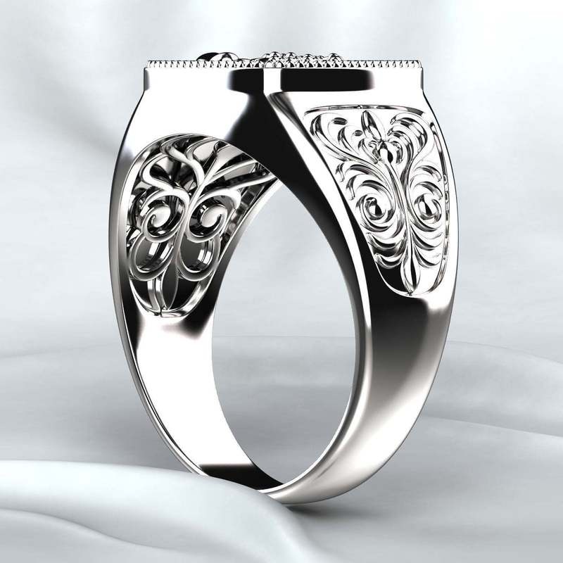 Cincin Desain Kalajengking Embossed Warna Silver Untuk Pria