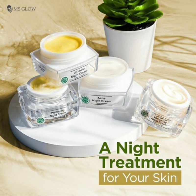 ECER NIGHT CREAM MS GLOW ORIGINAL,BPOM,ID RESMI/ECER KRIM MALAM MS GLOW SATUAN/NIGHT CREAM MS GLOW S