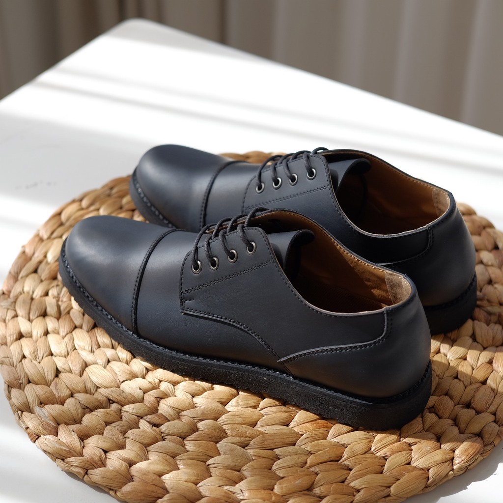 Elvaro Black | Sepatu Pantofel Hitam Pria Casual Kerja Cowok Kantor Pantofel Oxford |FORIND Oxwalker