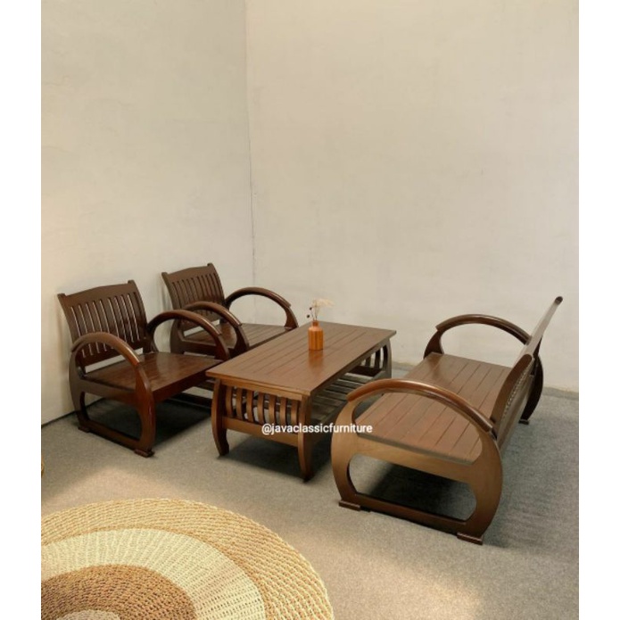 1 SET KURSI RUANG TAMU BECAK JENGKI 2 1 1 +MEJA MODEL JADUL VINTAGE ANTIK BAHAN KAYU JATI HARGA MURAH BERKUALITAS EXPORT FINISHING NATURAL SALAK FURNITURE JEPARA-2
