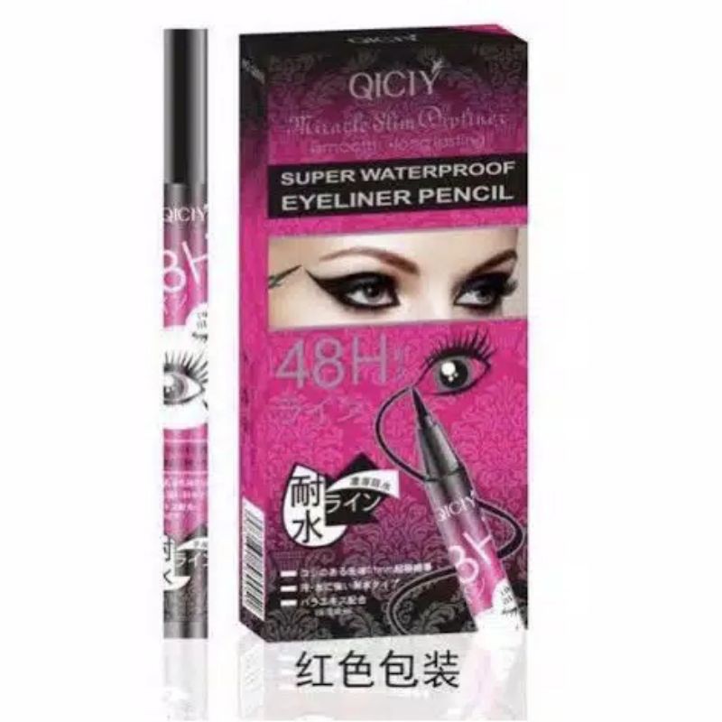 QICIY EYELINER 48H SUPER WATERPROOF SUPER WATER PROOF EYE LINER TAHAN AIR 48 JAM