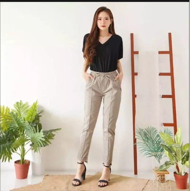 Celana Wanita Baggy Pants Combed Stretch Diamond Super Jumbo 5L/6L/7L/8L Bahan Melar Bisa Bayar Ditempat (COD)