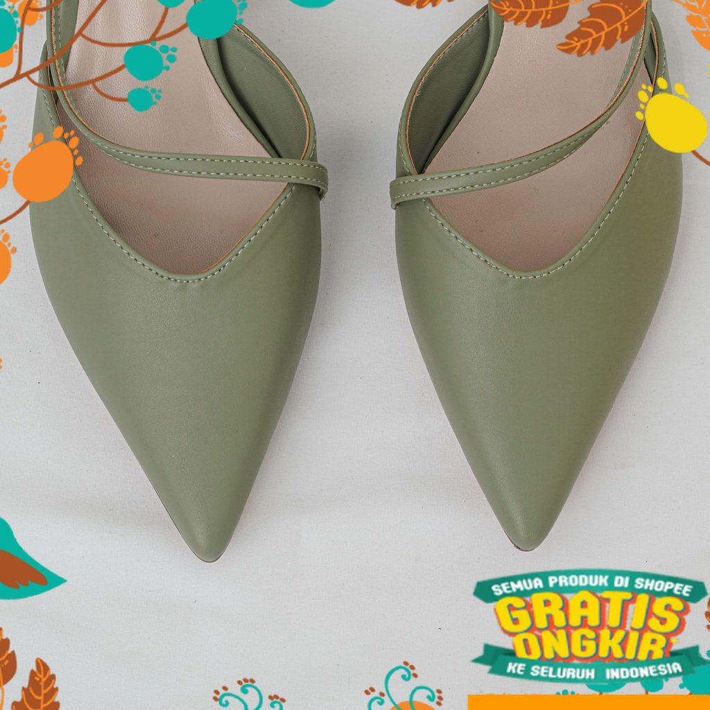 Polos magenta kasual slip slop on wanita cewek cantik / Sepatu Sandal / Sendal Wanita Import Heels u