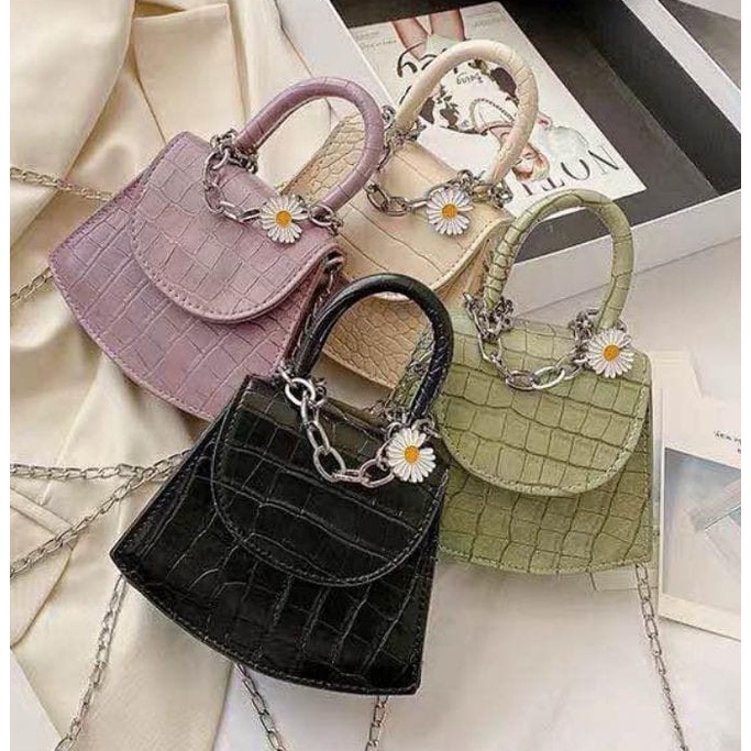 Tas Selempang Wanita DAISY FLOWER / Tas Andin Ikatan Cinta / Micro Croco Bag /Tas Wanita