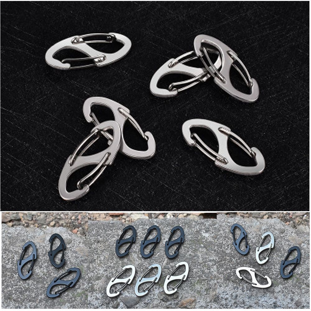 Top 1 / 2 / 3 / 5 / 10 Pcs Gantungan Kunci Carabiner Portable Bentuk Angka 8 Bahan Metal