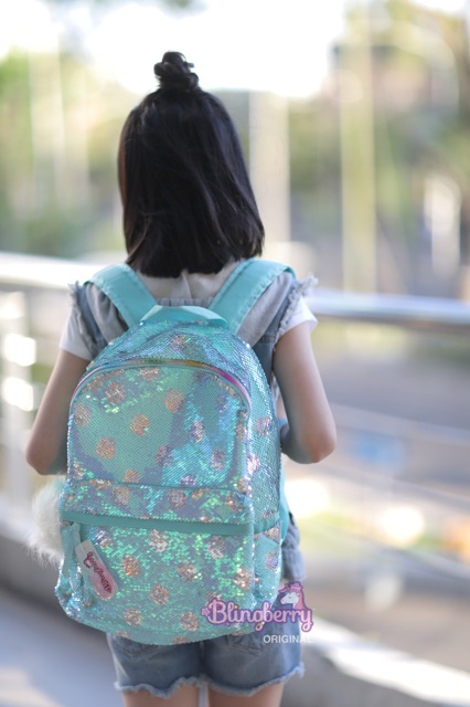 Tas Sekolah Anak SD SMP Ransel Polkadot Sequin ransel anak SMP tas sequin anak