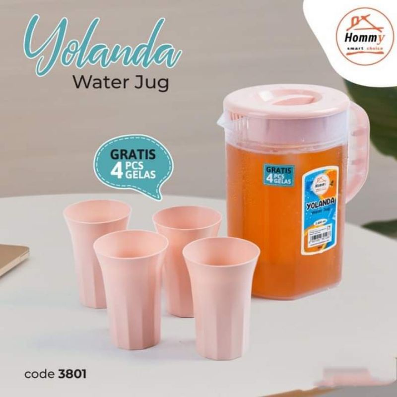 TEKO BERANAK 5IN1 TEKO PLASTIK YOLANDA 1 SET TEKO 4 GLAS
