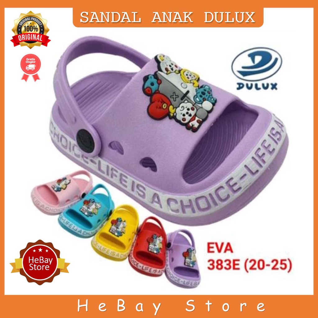 Sandal BT21 Dulux Sandal Anak Laki-Laki Perempuan Karakter Lucu Sandal Sepatu Anak Jelly Karet Tali 