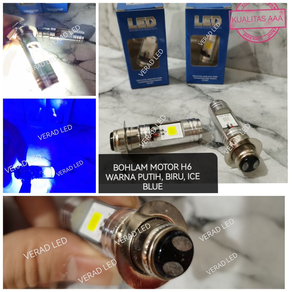 LAMPU AC Dc Lampu LED Utama Depan 2Led Motor Bebek DC dan Matic Soket H6 Led 2 Sisi PnP Putih