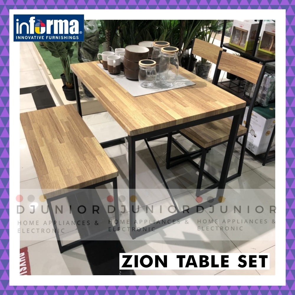 INFORMA - ZOE ZION MEJA MAKAN 4 KURSI MINIMALIS MURAH / TABLE SET WITH 4 CHAIR